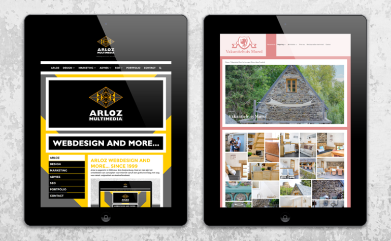 Webdesign voorbeeld, portfolio WordPress ontwerp klanten: Arloz en Vakantiehuis Murol