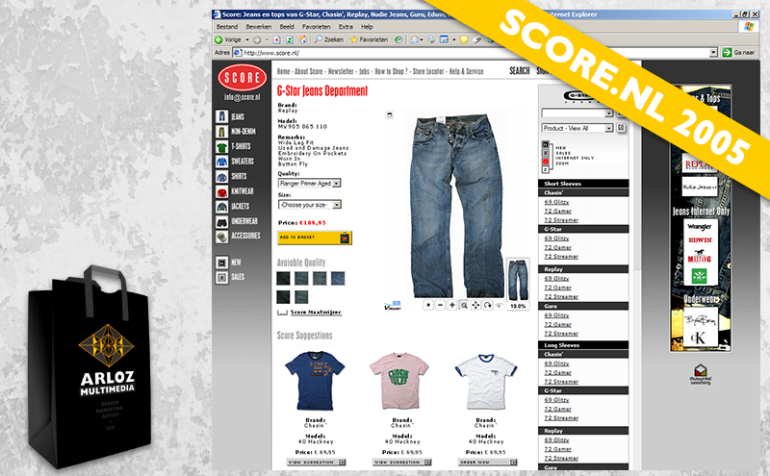 Ecommerce design webshop Score.nl 2005 Arloz