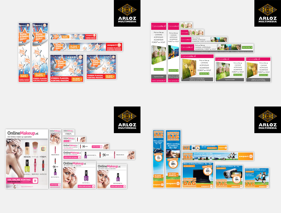 Banner ads display advertentiebanners en affiliate banners. Webdesign voorbeeld banner ontwerp Arloz Multimedia.